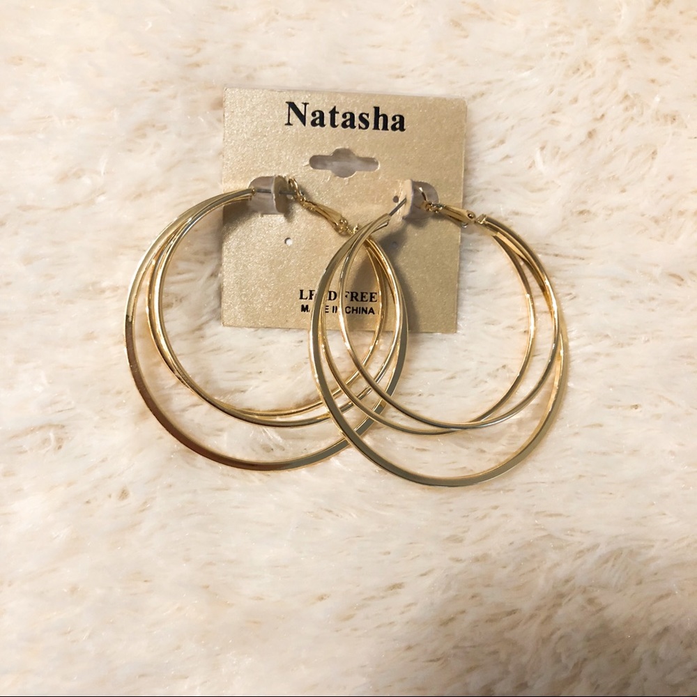 Sale✨Natasha Golden Triple Hoop Earrings